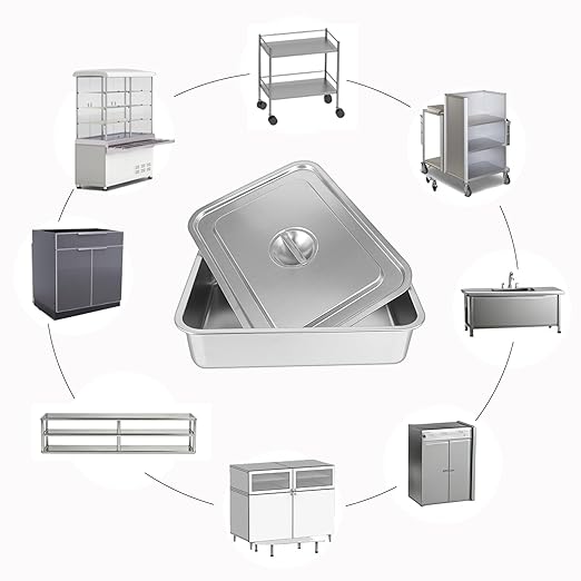 3 Pcs Stainless Steel Bus Tubs with Lid 4 Deep Meat Commercial Tote Box 17.7 x 13.7 Inch Silver Table Pans Dishwashing Utility Prep Tub for Daily Household Tasks Restaurant Services
