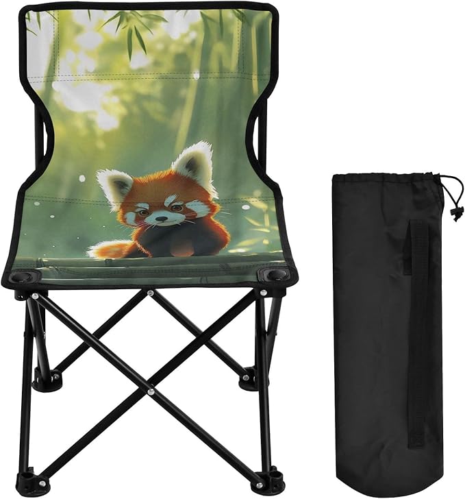 Red Panda Watching Portable Camping Chairs Folding Chair - Durable Oxford Fabric Lightweight Iron Frame Easy Fold Design - Ideal for Outdoor Activities Camping Fishing and Travel