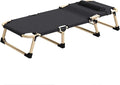 Iron Alloy Camping Bed with Pillow Height Adjustable Folding Cot for Sleeping Portable Folding Bed for Outdoor/Office/Beach