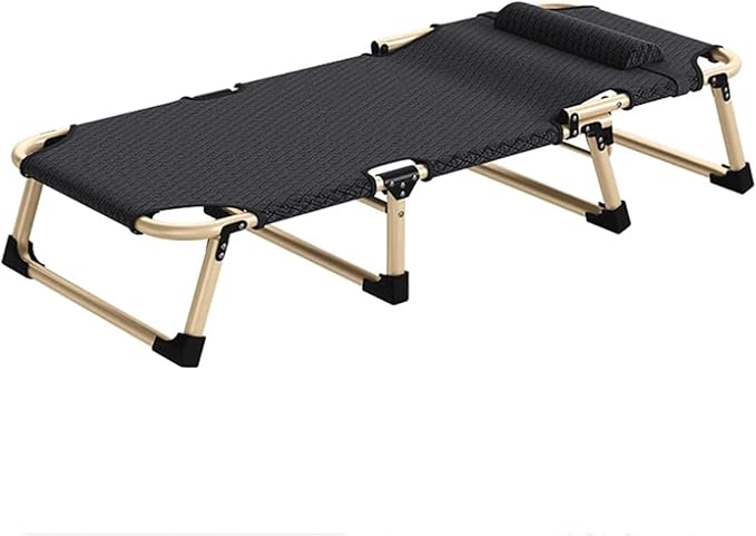 Iron Alloy Camping Bed with Pillow Height Adjustable Folding Cot for Sleeping Portable Folding Bed for Outdoor/Office/Beach