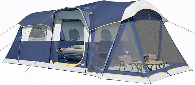 UNP Camping Tent 8 Person Waterproof Big Tunnel Tent with Screen PorchFamily Outdoor Large Tents for Camping 20' x 9' x 80in(H)