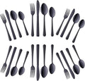 Buyer Star 24-Piece Black Silverware Flatware Set Stainless Steel Travel Eating Utensil for Picnic Camping Service for 6 Dishwasher Safe