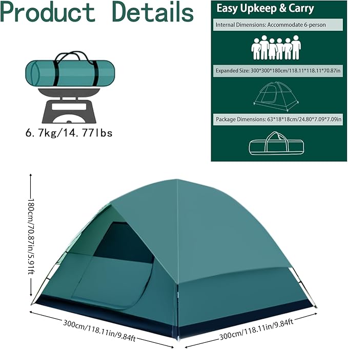 Camping Tent for 2/4/6 Person Dome Camping Tent with Removable Rainfly Waterproof &amp Windproof Tent Double Layer Family Tents Easy Setup Tent for Hiking Backpacking Picnic