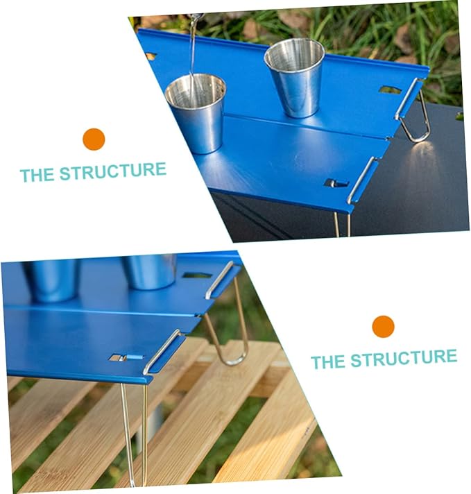 POPETPOP Folding Aluminum Table Portable Small Picnic Stainless Steel Legs for BBQ Hiking Outdoor