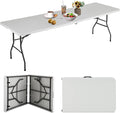 8 Foot Folding Table Portable Outdoor Folding Table Camp Table with Built in Handle &amp Steel Legs Heavy Duty Plastic Foldable Table Picnic Table 8ft Table Party Table Easy to Carry and Storage