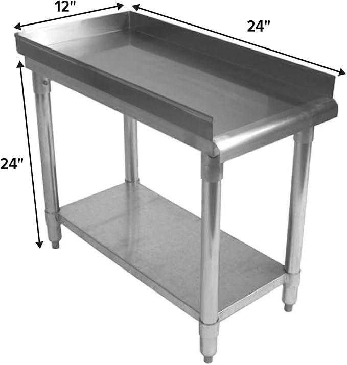 Stainless Steel Equipment Grill Stand with Adjustable Undershelf | Heavy Duty 18-Gauge Top | NSF Certified for Compact Commercial &amp Utility Use (24 x 12)