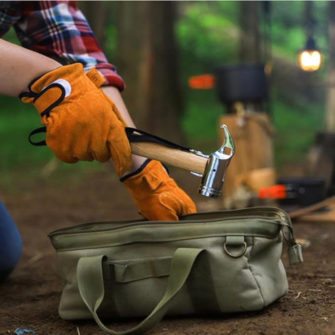 Camping Hammer for Tent Camping- High-Quality Steel &amp Solid Wood Handle with Cushion Grip - Tent Stake Hammer and Puller with Safety Strap Heavy Duty Camping Mallet for Tent Stakes (Cast Steel)