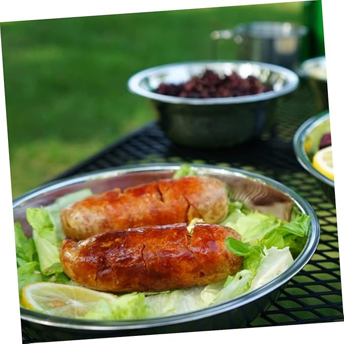 BESPORTBLE 1 Set Portable Stainless Steel Camping Dishes Complete Outdoor Dining Tools with Bowl Plate and Utensils for Travel Hiking and Picnics Includes Storage Bag for Easy Carrying