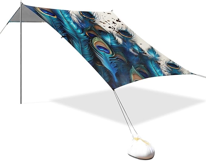 Peacock FeatherCamping Sun Shelters 9.2 x 10.5 FT Beach Canopy Tent Sun Shade with Carrying Bag for Camping Trips Fishing Backyard Fun or Picnics 21340480