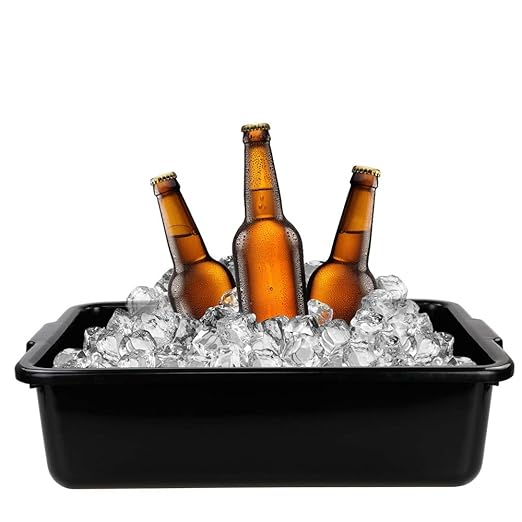 24 Liters Large Commercial Bus Tubs Plastic Bus Box Dish Bin Set of 4 Black