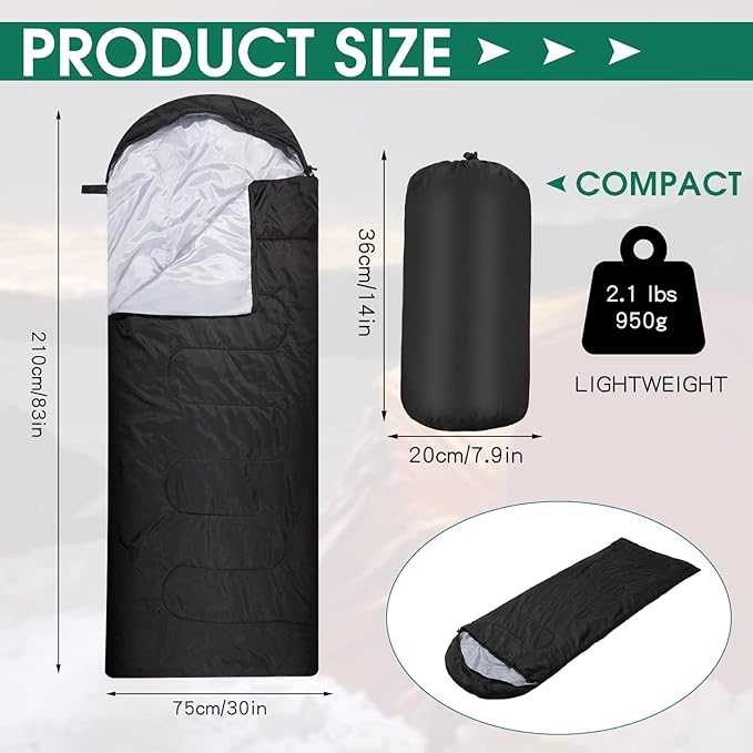 Tudomro 16 Pack Bulk Sleeping Bags for Adults Lightweight Waterproof Camping Sleeping Bags with Compression Sack for Camping Backpacking Hiking Travel Emergency Use