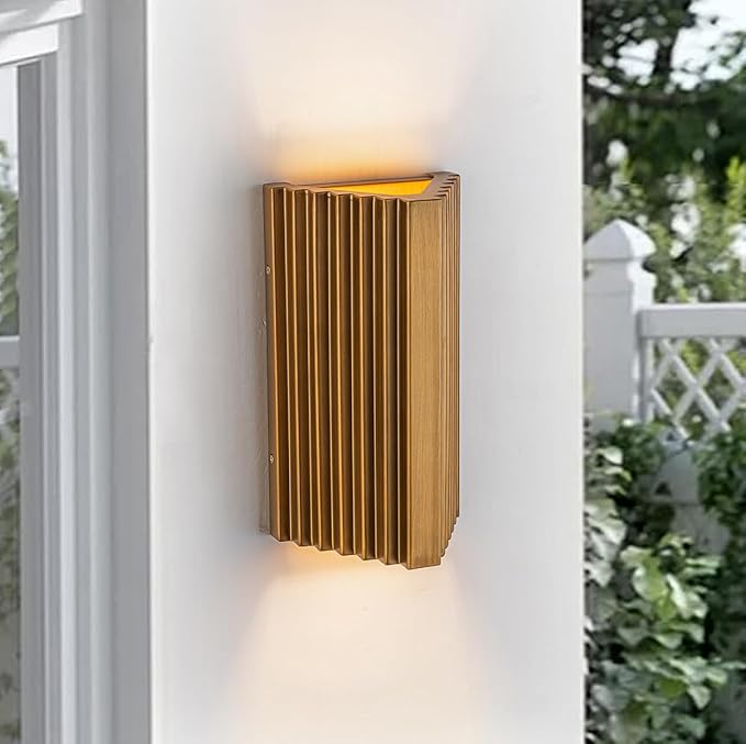 11 Modern Outdoor Wall Lights Hand-Brushed Vintage Gold LED Exterior Lighting Fixtures Outdoor Wall Sconce Light for House Exterior Garage Porch Patio