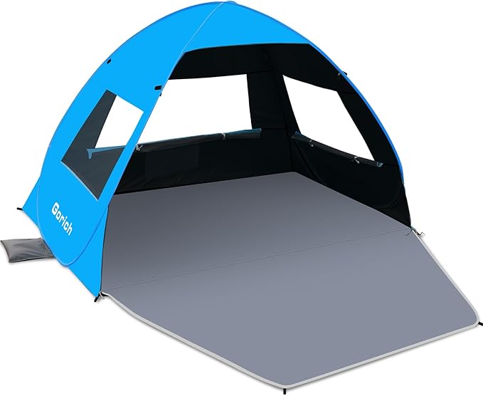 Gorich Easy Pop Up Beach Tent for 3-4 Person UPF 50+ UV Protection Beach Umbrella Sun Shelter Portable Lightweight Shade with Easy Foldable &amp Instant Setup