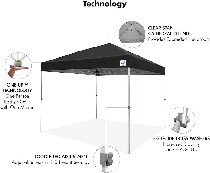 E-Z UP Patriot ONE-UP Technology Shelter 10' x 10' Black (PTSBK10)