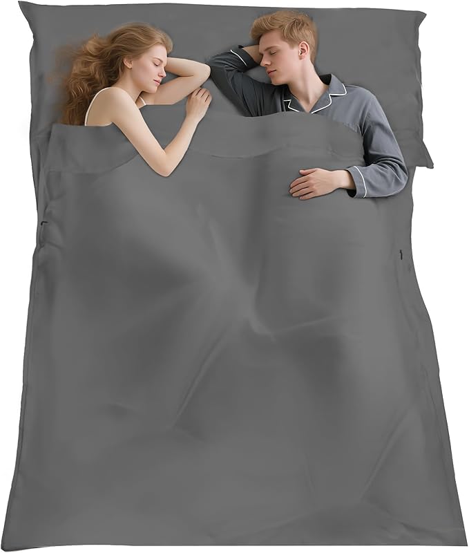 Sleeping Bag LinerLong Staple Cotton Adult Sleep Sack &amp Travel SheetsTravel Sleep Sack for Backpacking Hotels &amp Hostels Lightweight Travel Sheet Camping SheetsHas Full Length Zipper
