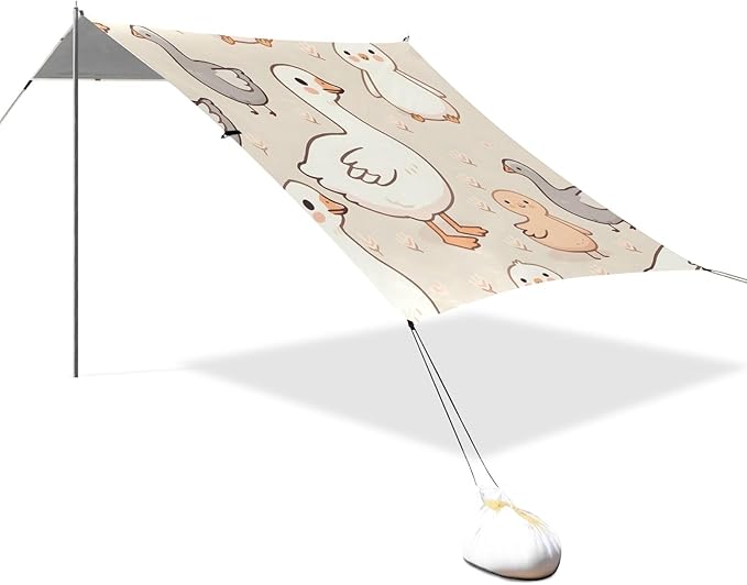 Seamless Pattern of Geese Camping Sun Shelter Beach Tent Portable Beach Sun Shade Outdoor Canopy for Camping Trips Fishing Picnic