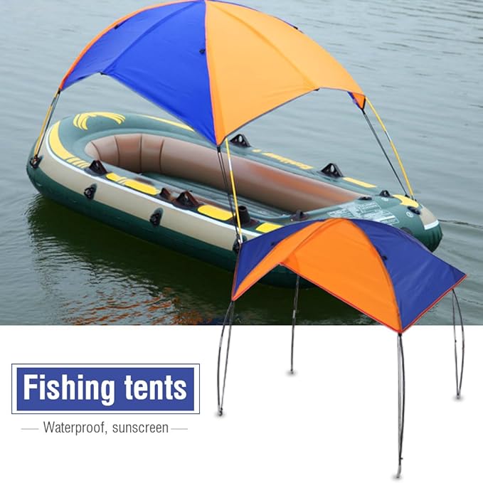 Qiilu Fishing Canopy 24 Persons Boat Sun Shelter Sailboat Awning Cover Fishing Canopy Tent Sun Shade Compatible with Water Boating Activity (4 Persons)