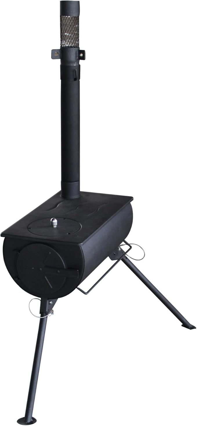 Portable Camping wood stove. Military style. Frontier Stove Tent Heater Ice Fishing with venting &amp Carry case. 25 lbs.