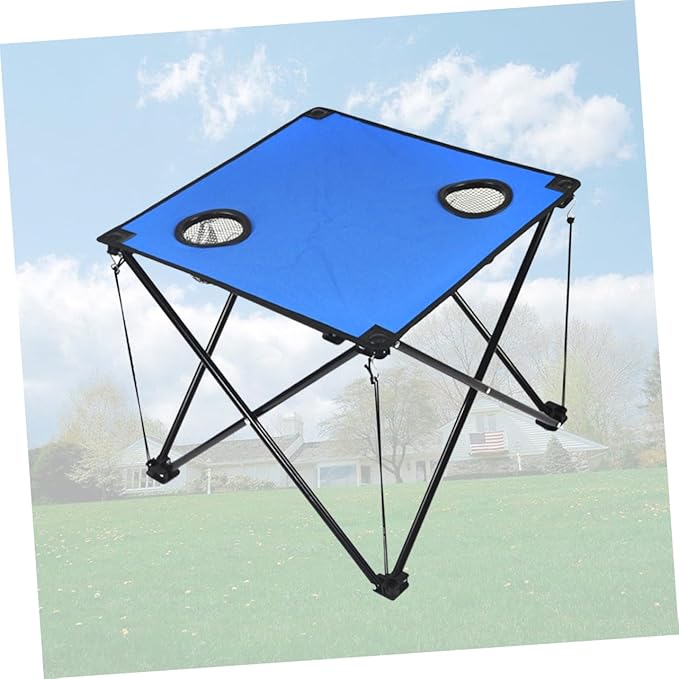Milisten Portable Beach Table Folding Camping Table with Cup Holders Oxford Fabric Lightweight Compact Easy to Set up Perfect for Outdoor Activities