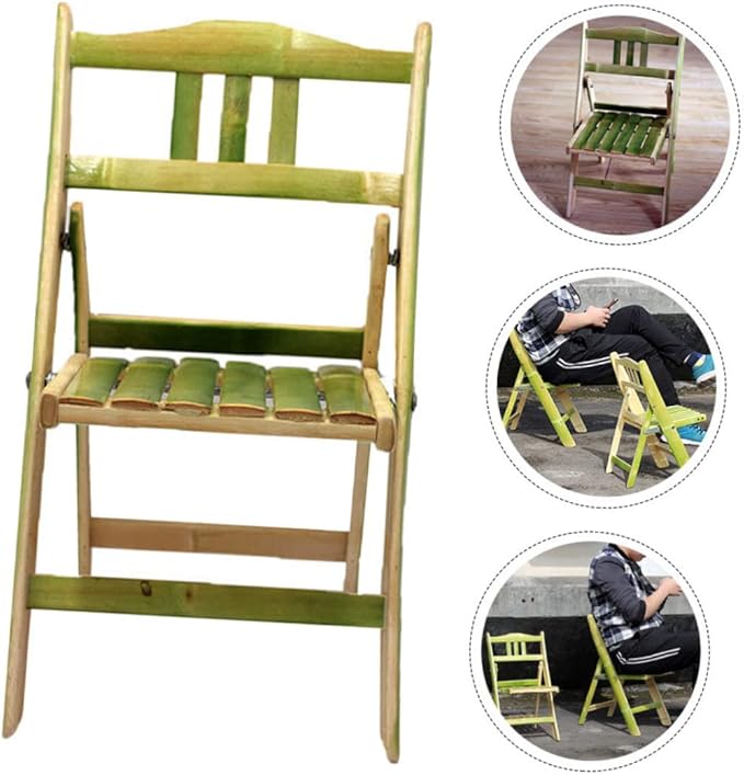 Toyvian Portable Bamboo Folding Stool for Outdoor Activities Beach Parties Receptions Instant Assembly