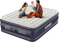 Air Mattress Queen with Built in Pump18'' Inflatable Mattress of Vertical BeamsSelf Inflatable/Deflation Blow Up Mattress in 3 MinsFlocked Top Airbed with Carry Bag for Home Camping