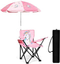 Outdoor Toddler Camping Chair with Umbrella Foldable Beach Chairs with Safety Lock for Kids Waterproof Lawn Kids Folding Chair for Outside Beach Travel(Unicorn)