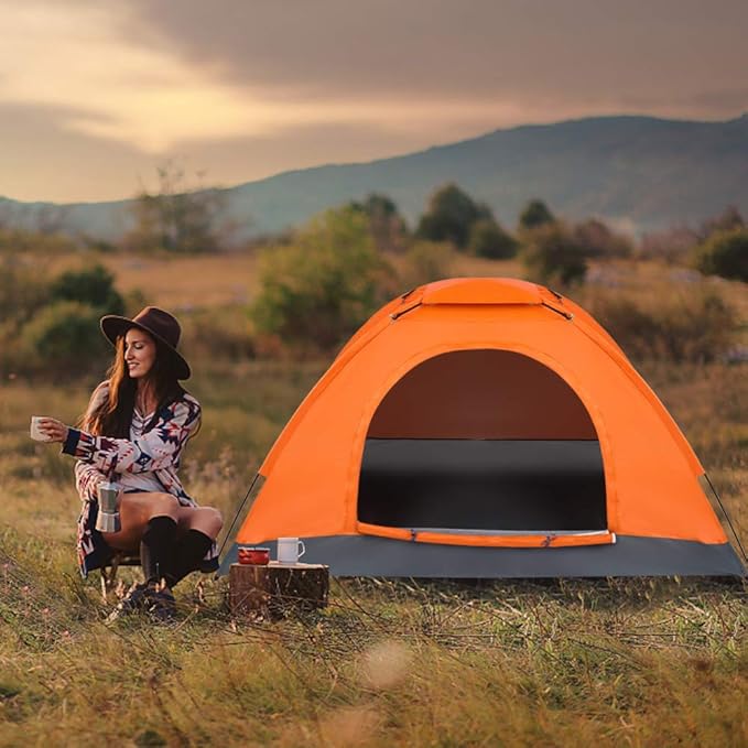Outvita Camping Dome Tent 1-4 Person Waterproof Windproof Easy Setup Spacious Family Tents with Carry Bag &amp Rain Fly for Hiking Backpacking Traveling Glamping Beach