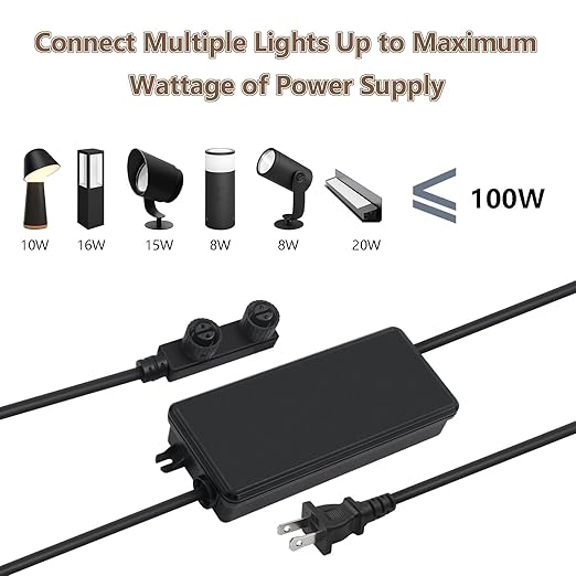 for Philips Hue Bridge Outdoor Low Voltage Lights Strip 24V 100W Power Supply Compatible with Philips Hue Lily Spot/XL Spot Calla Pedestal Econic Pathway Amarant Light Bar