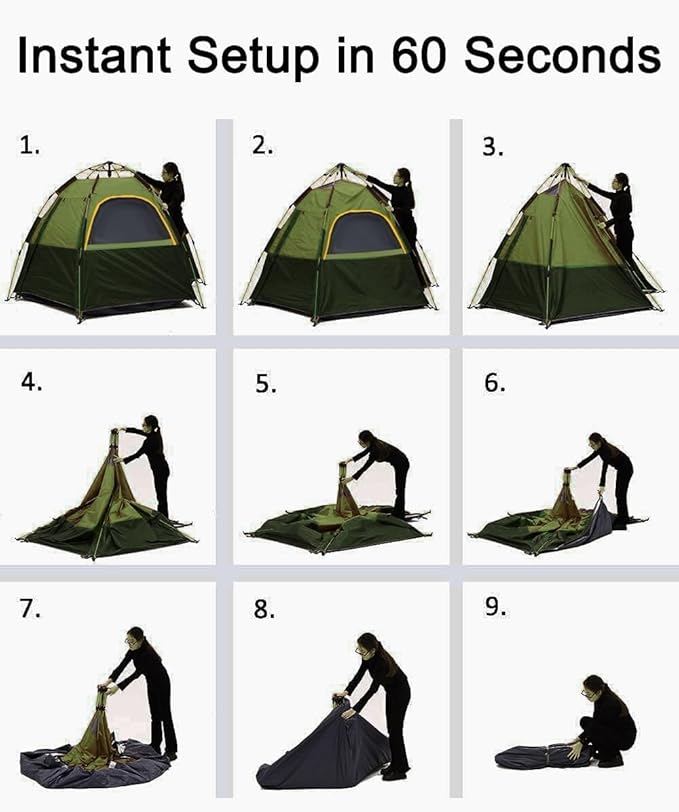 Camping Tent with Instant Setup 2/3 Person Weatherproof Easy Quick Set Up in 60 Seconds with Rainfly Backpack Tent for Family Camping &amp Hiking Upgraded VentilationCenter Height 66-inch