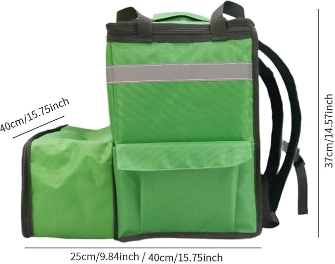 Insulated Pizza Delivery Backpack 40x37cm (15.75x14.57in) Expandable Thermal Food Warmer Carrier for Doordash Uber Eats
