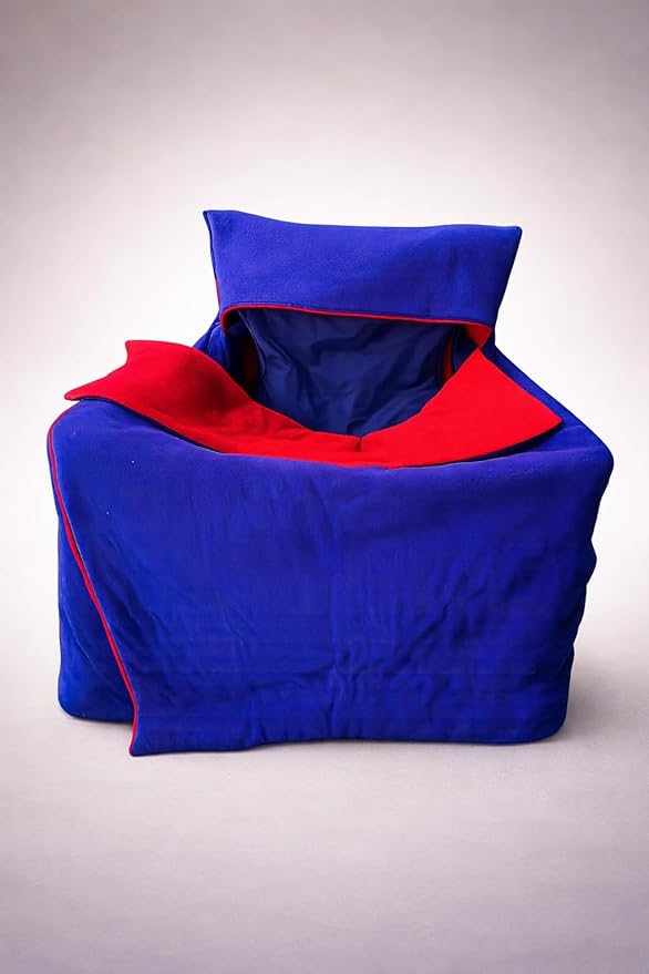 Insulated Sideline Blanket Insulated Polar Fleece and Fully Enclosed Chair Blanket for Camping and Outdoor Sports Events (Red and Blue Polar Fleece Reversible)