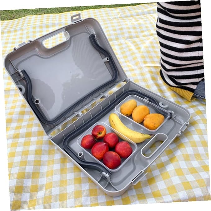 Folding Outdoor Picnic Table Portable Lightweight Camping Furniture for BBQ Beach and Hiking Spacious Design Construction Easy to Carry Grey