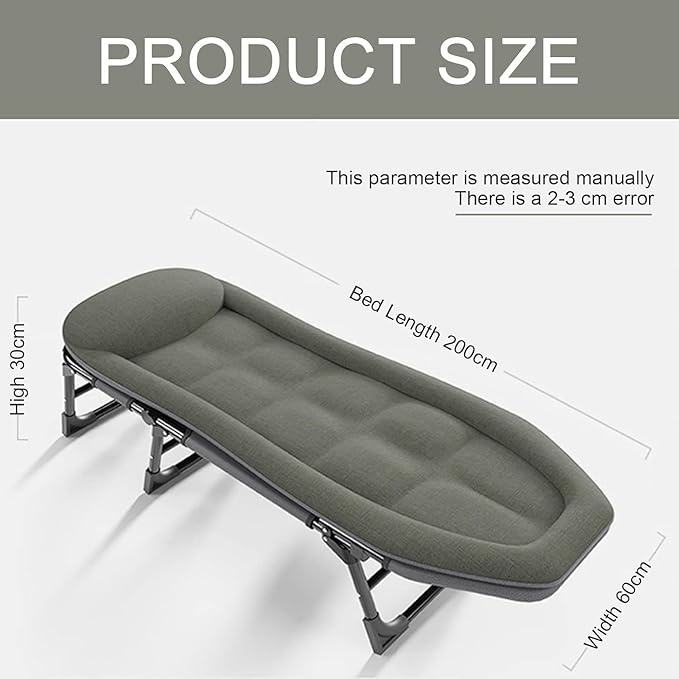 Camping Cot for Adults with Cushion Portable Folding Camping Cot 5-Position Folding Chaise Lounge Chairs（A-200x64x32cm）