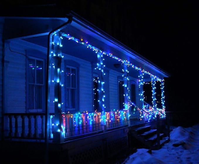 2-Pack Connectable Christmas Lights Outdoor Total 164FT 400LED Christmas String Lights Waterproof with 8 Modes &amp Timer Green Wire Twinkle Lights for Xmas Tree Decorations Outdoor Indoor Blue