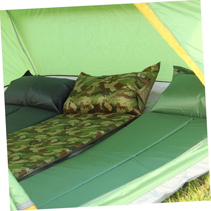 Portable Inflatable Camping Sleeping Pad with Pillow Wear Resistant Lightweight Mat for Outdoor Hiking Picnic Tent Use Warm Insulation Convenient Design for Single Person