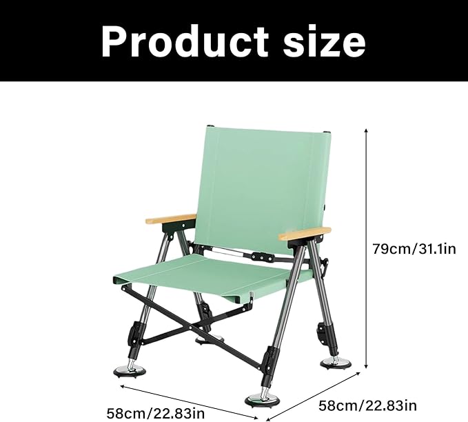 Mjaie Portable Camping Chair Bidirectional Folding Design Steel Reinforced Structure Outdoor Leisures Seat for Outdoor with Back Foldable Chair