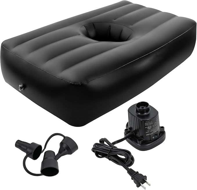 BBL Recovery Air Mattress with 19 Big Hole Post-Surgery Inflatable Bed for Brazilian Butt Lift Electric Pump Waterproof PVC Ideal for Sleeping Sitting and Relaxation Black