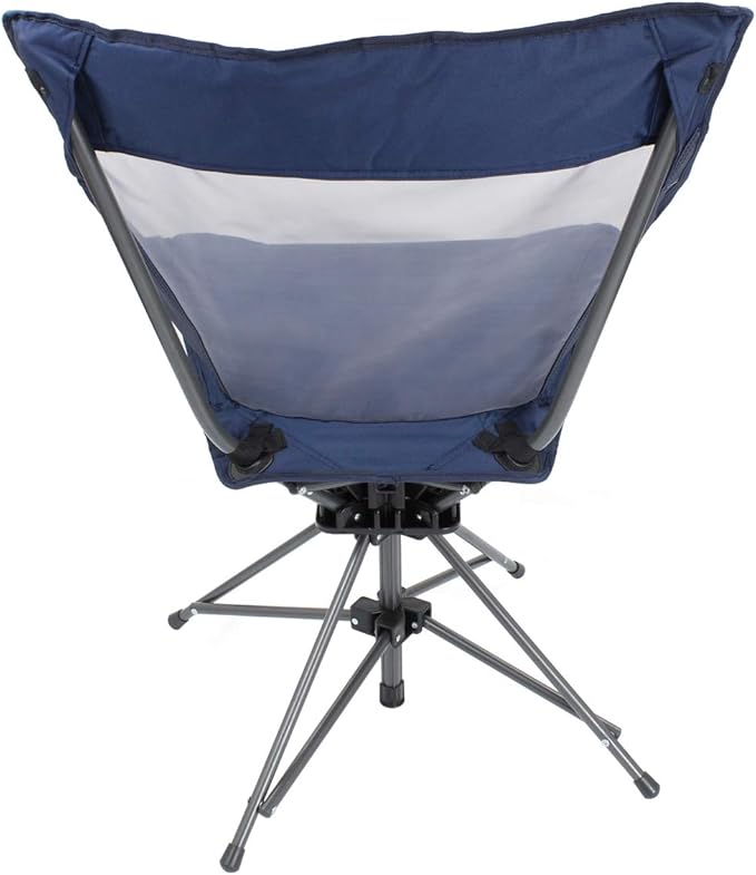 Zenithen Limited Portable Swivel Folding Chair Navy Color - with Mesh Back Cool Seating 225lb Capacity - Perfect for Camping Sporting Events Campfires and Recreation