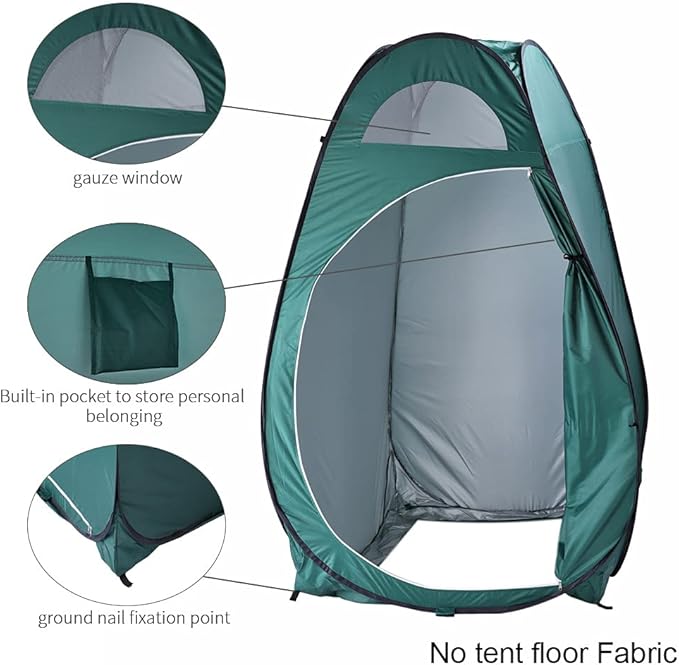 Outvita Pop Up Shower Tent Instant Privacy Dressing Changing &amp Toilet Tent 74’’ Portable Outdoor Shelter for Camping Hiking Fishing Picnic Beach with Carry Bag (Green)