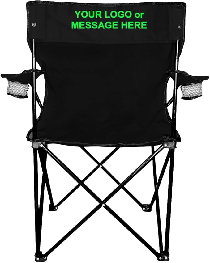 6-Qty Folding Chairs with Imprinted Logo or Message On Back - Custom Gift for Sports Picnics &amp Tailgating