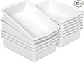 Kekow 12-Pack Plastic Bus Box 13 L Commercial Bus Tubs (White)