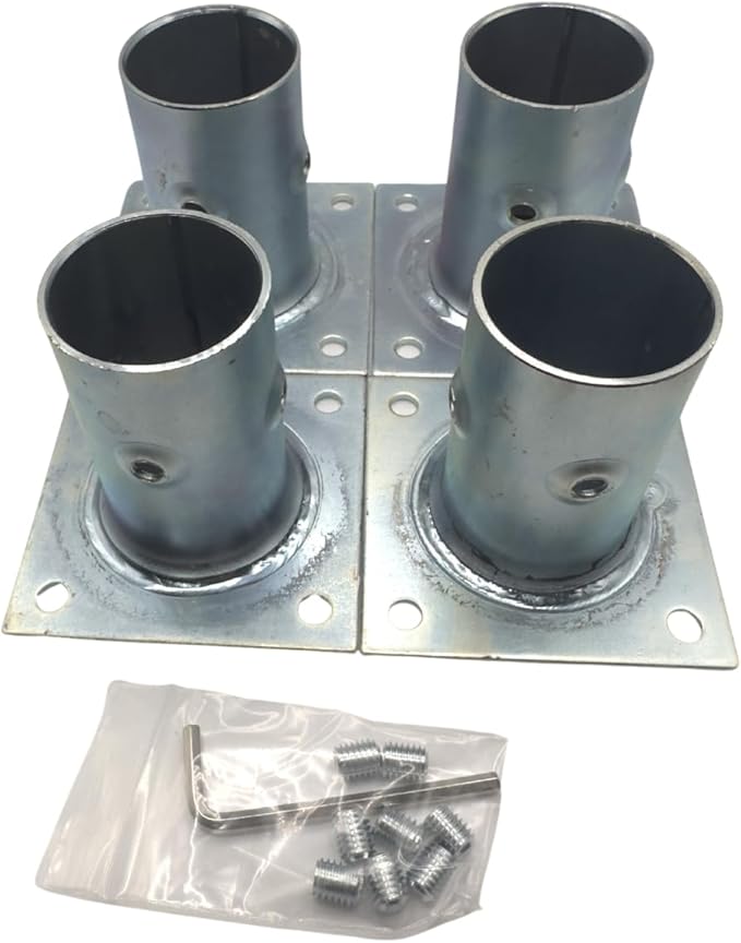 Generic Galvanized Steel Flange for 1-5/8 OD Tubing (4 Pack) (Perfect for Mounting Stainless Worktables Equipment stands and kitchen equipment legs. Gray