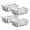 4 Pack Stainless Steel Hotel Pan1/2 Half Size Steam Pan with Lid4-Inch Deep Steam Table Pan for Home Kitchens Parties Hotel Buffets &amp Casual Gatherings (12.8”L x 10.4”W)