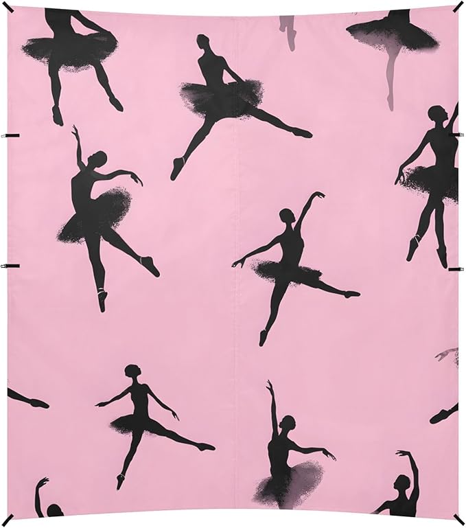 Ballet Dancer Black Silhouette Pattern Camping Sun Shelter Beach Tent Portable Beach Sun Shade Outdoor Canopy for Camping Trips Fishing Picnic