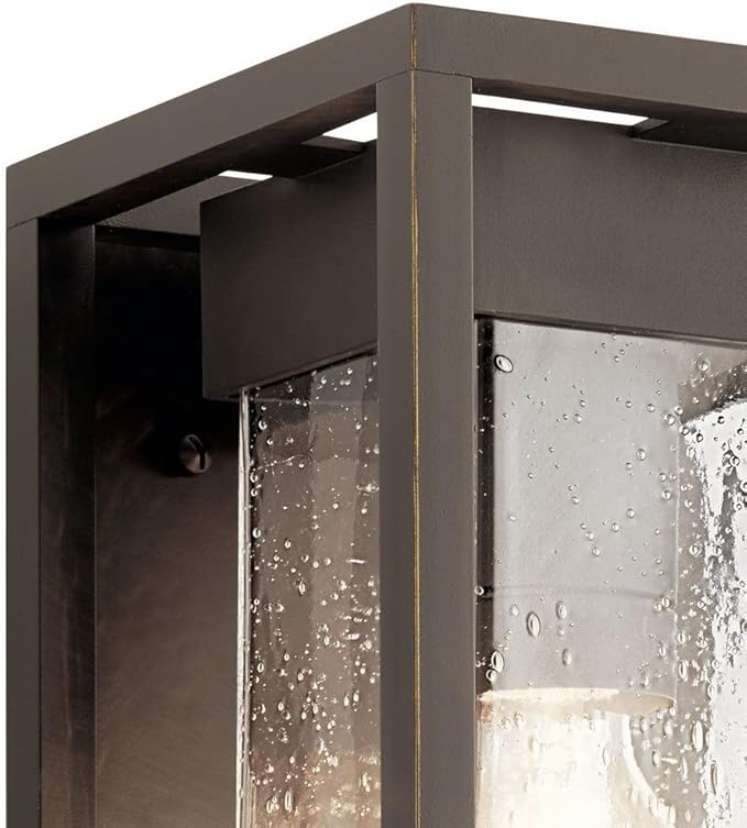 Kichler Lighting Mercer 16 inch 1 Light Outdoor Wall Light with Clear Seeded Glass in Black Finish