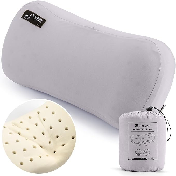 HIKEMAN Camping Memory Foam Pillow - Ultralight Washable Camping Essentials Backpacking Travel Pillow for Outdoor Camp Sport Airplanes Hiking(Grey)