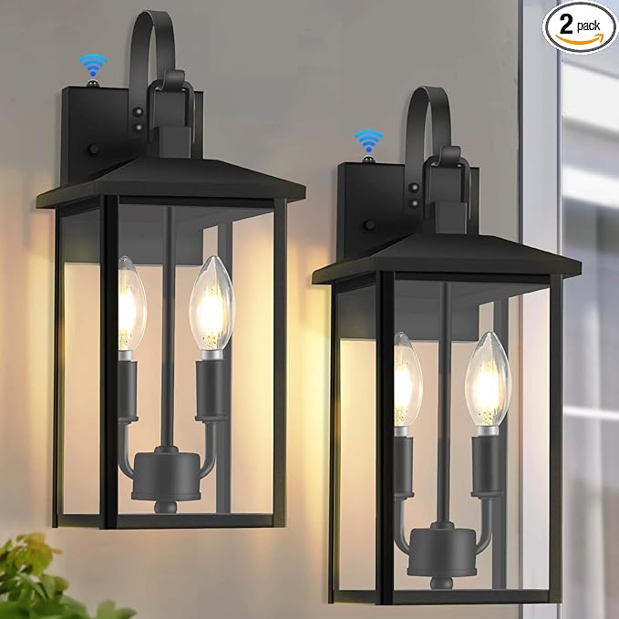 SHIMR Dusk to Dawn Outdoor Lighting 2 Pack Large Exterior Light Fixture Wall Mount Waterproof Outdoor Wall Light Outside Lights for House Porch Garage Patio