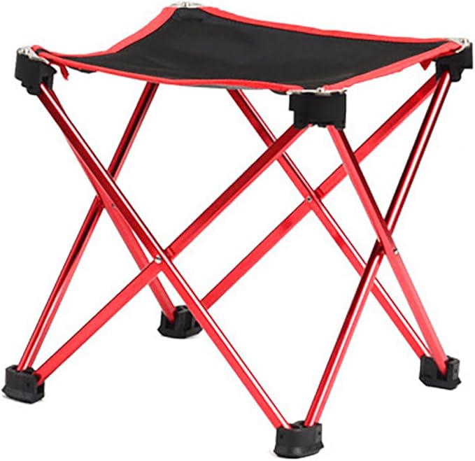 Portable Folding Camping Stool Outdoor Barbecue Chair Large Size Red Multipurpose Collapsible Seat for Fishing Beach Hiking
