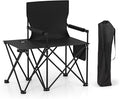 Goplus Oversized Camping Chair with Side Table Folding Heavy-Duty Picnic Chair w/ 2 Storage Pockets Cup Holder Padded Armrests Carrying Bag Portable Outdoor Chair for Fishing RV Trip (Black1)