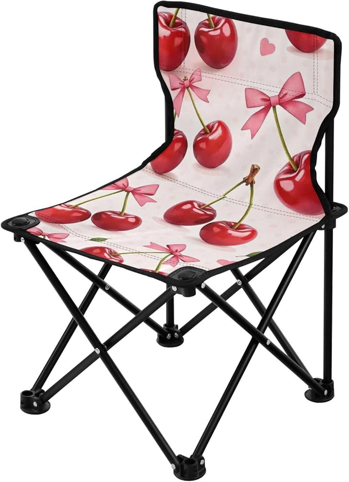Blush Bow Cherry Portable Camping Chair Lightweight Ice Fishing Chairs for Adults Carry Bag Included for Fishing